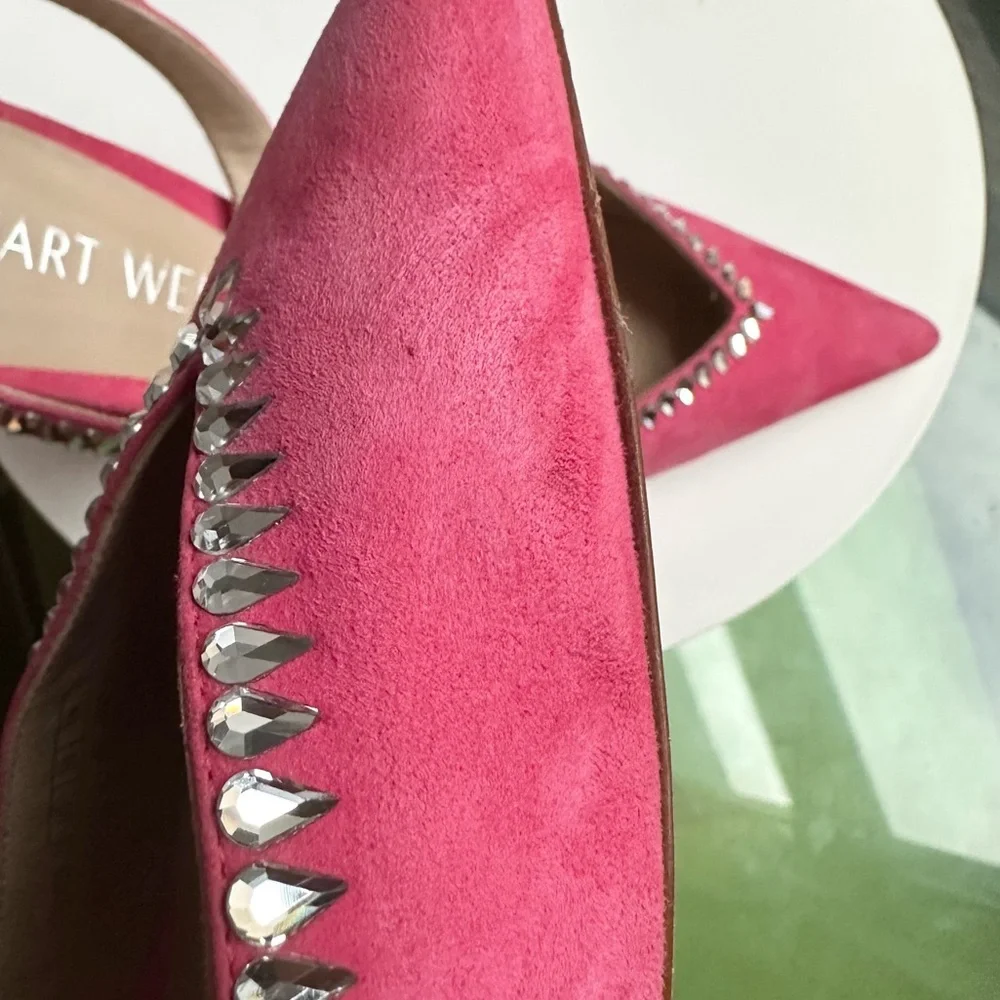 🌺 STUART WEITZMAN🌺 Gemcut Xcurve 100 Slingback Pink Pump size 9.5 - Picture 10 of 17